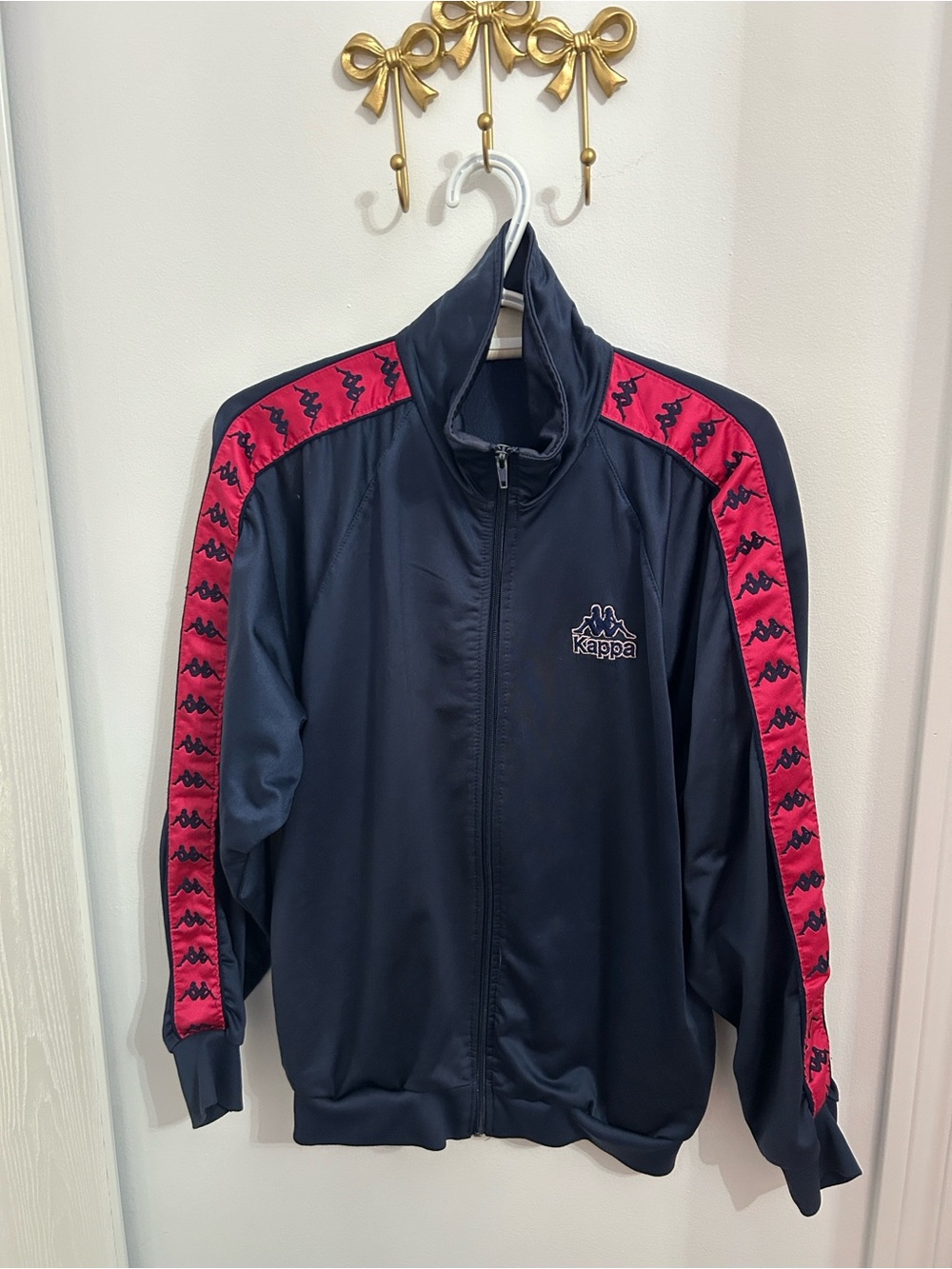 Kappa Navy Track Jacket with Pink Logo Tape